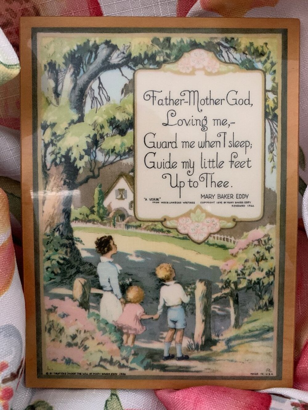 Vintage 1936 Mary Baker-Eddy Inspirational Prayer Plaque (Wall Decor)